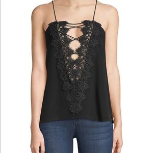 $162 CAMI NYC Charlie silk lace black cami sz M